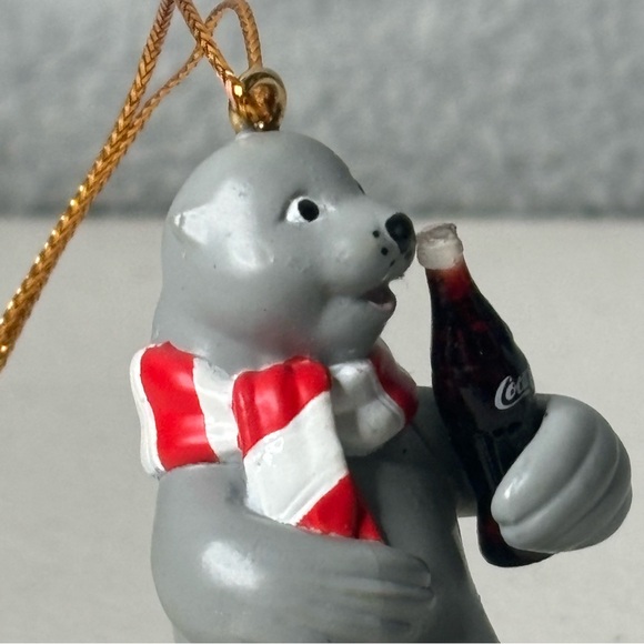 Coca Cola Company Seal Sitting On Block Of Ice Drinking Coke Christmas Ornament - Picture 5 of 13